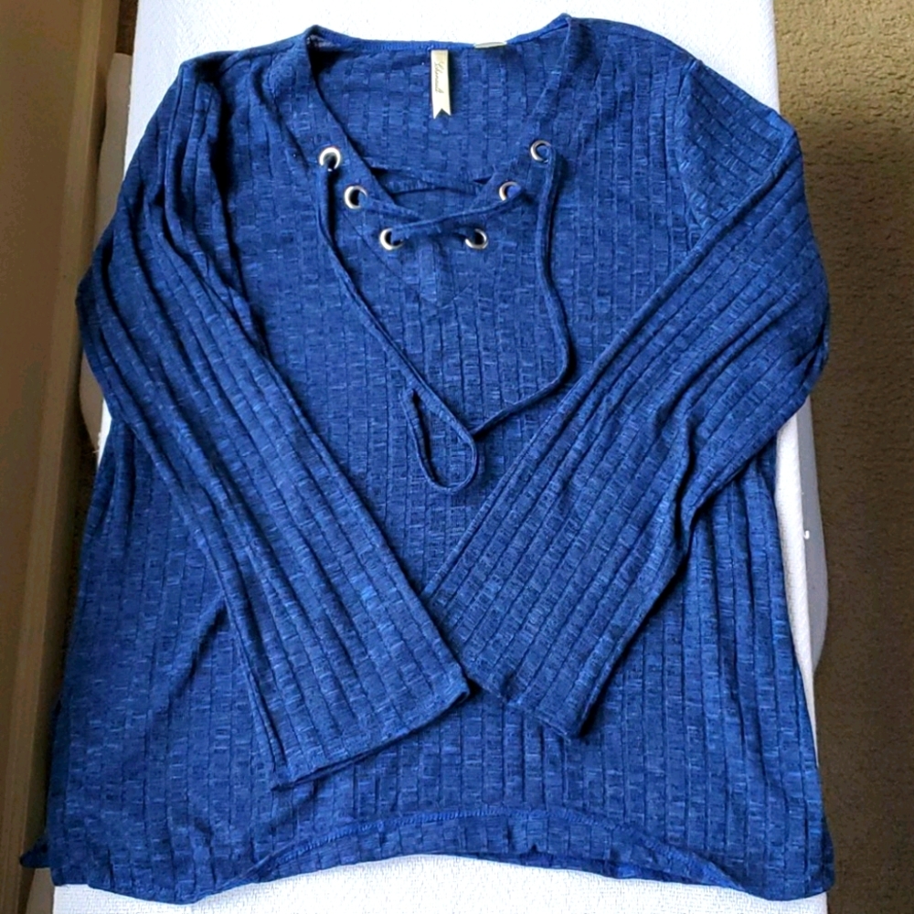 Lace Up Knit Top XL